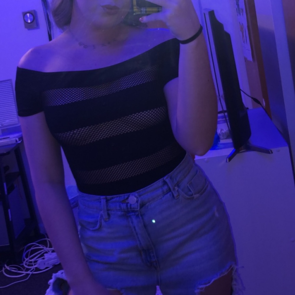 Mesh Paneling Black Bodysuit